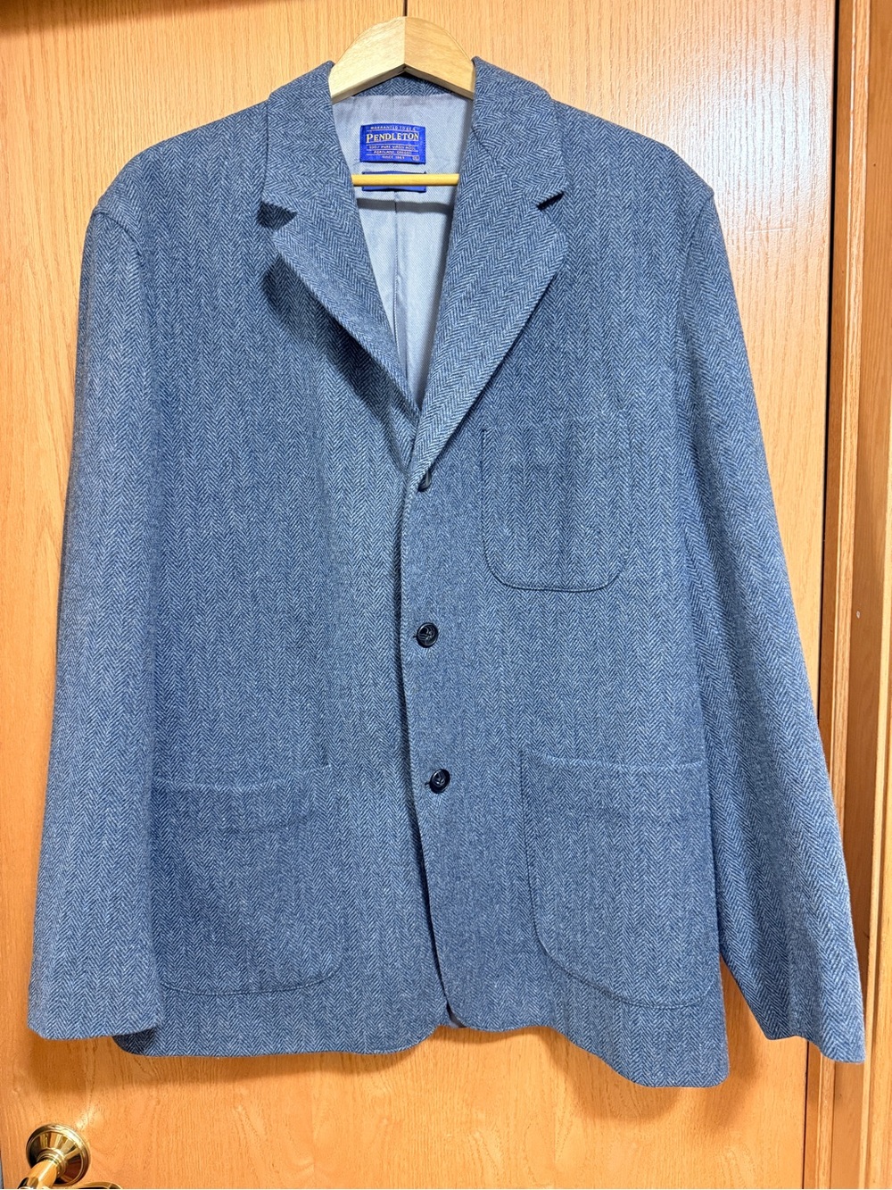 Pendleton Men's Blue Herringbone Wool Blazer size XL